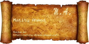 Matity Ahmed névjegykártya